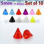 xuvcn5 set of 5mm acrylic uv cones with 14g 1 6mm threading