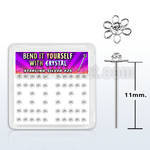 yxfl2c silver bend it nose studs w flower top w clear crystal