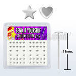 yxvhs box of silver bend it nose studs with heart star top