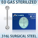 zbbs sterilized 316l steel tongue barbell with two 5mm balls