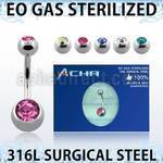 zbn2cg sterilized 316l steel belly banana w 8 5mm jewel ball