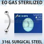 zbneb sterilized 316l steel eyebrow banana with two 3mm balls