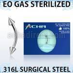 zbnecn sterilized 316l steel eyebrow banana with two 3mm cones