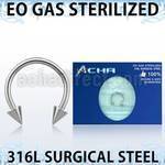 zcbecn sterilized 316l steel circular barbell with 3mm cones