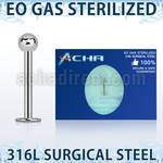 zlbb3 eo gas sterilized 316l steel labret with a 3mm ball