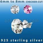 zrdfm pair of silver ear studs with round prong set cz stones