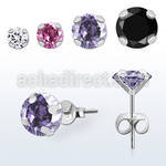 zzrdm premium 925 silver ear stud w round pround set czs stone