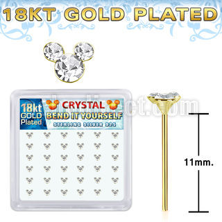 18ymos36 18k plated silver bend it yourself nose studs mouse