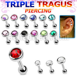 bber62 piercing tragus acero quirurgico cristal bisel 3mm 5mm bola acero liso al por mayor