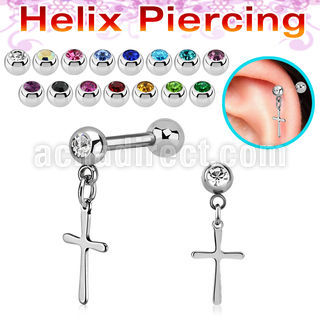 bber75 barbell helix acero quirurgico bola 4mm joya bisel lado bola 4mm acero liso colgante cruz lisa al por mayor