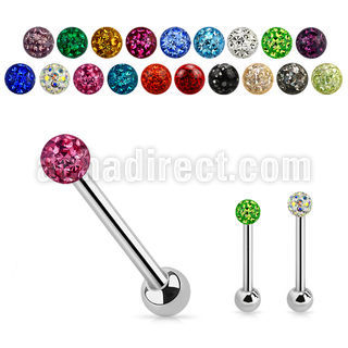 bbfr5 barbell lengua  bola cristal ferido cubierta resina bola acerode