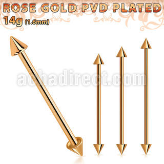 bbittcn4 barbell industrial acero 316l pvd oro rosa conos 4mm mayorista