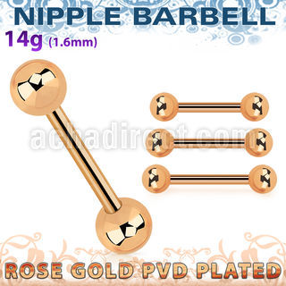 bbttb5 barbell pezon acero 316l pvd oro rosa bolas 5mm mayorista