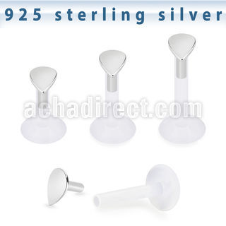 bilbdr clear bioflex labret 16g silver teardrop shape top