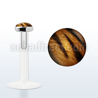 bilg33 labret bio flexible transparente plata esterlina presion 3mm logo rayas cebra negras blancas distribuidor