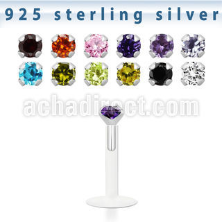 bilz25m labret bio flexible transparente plata esterlina zirconita redonda 2 5mm distribuidor