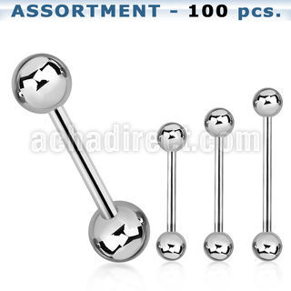 blk02 surtido piercings 100 surtidas barbells lengua acero quirurgico bolas 6mm mayorista