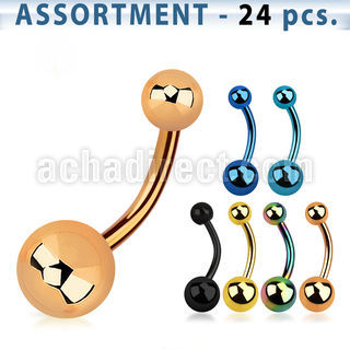 blk276 surtido piercings 24 piercings ombligo acero quirurgico anodizado bolas 5 8mm al por mayor