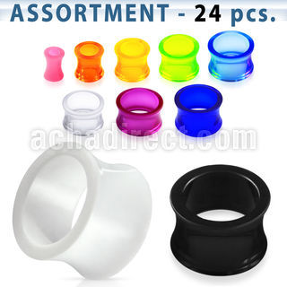 blk305 surtido piercings 24 dilataciones tunel doble flare acrilico semi transparente distribuidor