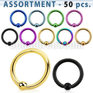 blk393 surtido piercings 50 aros bola presion acero quirurgico pvd bola 2 5mm mayorista