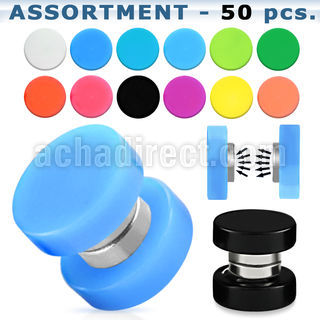blk416 surtido piercings 50 plugs falsos magneticos acrilico uv anillos goma distribuidor