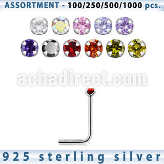 blk462 surtido por mayorpiercing nariz l plata esterlina 925 0 6mm zirconia redonda 1 5mm venta