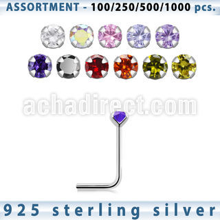 blk463 surtido por mayorpiercing nariz l plata esterlina 925 0 6mm zirconia redonda 2mm mayorista
