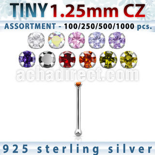 blk518 surtido por mayor piercings nariz plata piercings nariz hueso plata esterlina 925 0 6mm zirconia redonda 1 25mm venta
