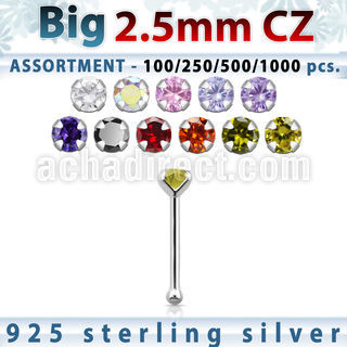 blk521 surtido por mayor piercings nariz plata piercings nariz hueso plata esterlina 925 0 6mm zirconia redonda 2 5mm venta