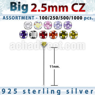 blk522 surtido por mayorpiercing nariz doblar tu mismo plata esterlina 925 0 6mm zirconia redonda 2 5mm distribuidor