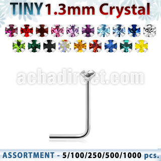 blk526 surtido por mayorpiercing nariz l plata esterlina 925 0 6mm cristal redondo 1 25mm mayorista