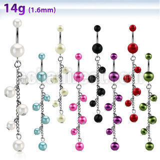 bndpr7 piercing ombligo acero quirurgico bolas perlas falsas 5 8mm multiples perlas 10mm distribuidor mayorista