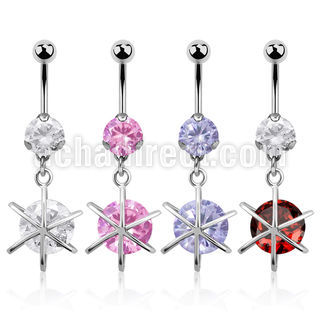 bnrz232 piercing ombligo acero quirurgico zirconia 8mm colgante zirconita redonda 38 10mm distribuidor mayorista