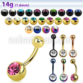 bnt1cg piercing ombligo acero quirurgico pvd bola joya 8mm bola acero liso al por mayor