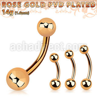 bntts banana ombligo acero 316l pvd oro rosa bolas 5mm 6mm distribuidor mayorista