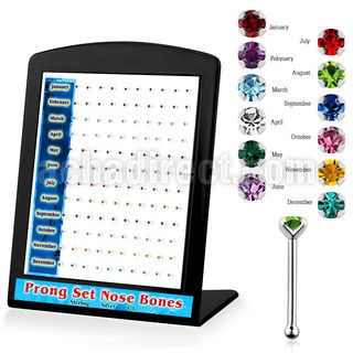 brnbpbt display 120 piercing nariz hueso plata esterlina 925 0 6mm cristal redondo 1 5mm colores nacimiento al por mayor