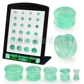 brpg205 green fluorite stone double flare plugs 24pcs