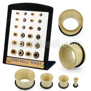 brpg214 crocodile wood single flare flesh tunnels 24pcs
