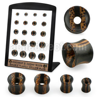 brpg224 coconut areng wood double flare flesh tunnels 20pcs