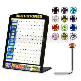 brzst display expositor 120 piercing nariz l plata esterlina 925 0 6mm zirconia redondas 2mm colores nacimiento distribuidor mayorista