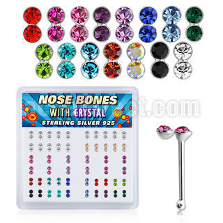 bxdbm caja piercing nariz hueso plata 925 0 6mm cristal gemelos redondos 1 4mm distribuidor