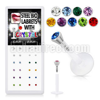 bxljy2 caja 24 labrets bio flexibles transparentes acero quirurgico 2 5mm presion cristal distribuidor mayorista