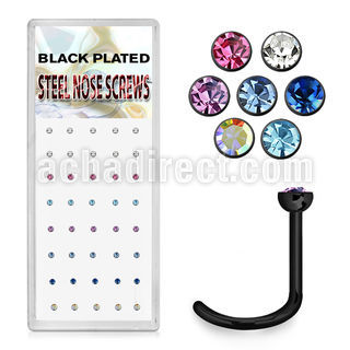 bxns5 caja 40 piercing nariz l acero quirurgico anodizado negro cristal redondo 2mm distribuidor mayorista