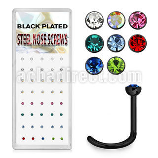 bxns5b caja 40 piercing nariz l acero quirurgico anodizado negro cristal redondo 2mm distribuidor mayorista