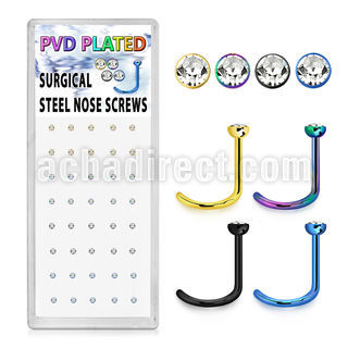 bxns9 caja 40 piercing nariz l acero quirurgico anodizado cristal redondo 2mm venta