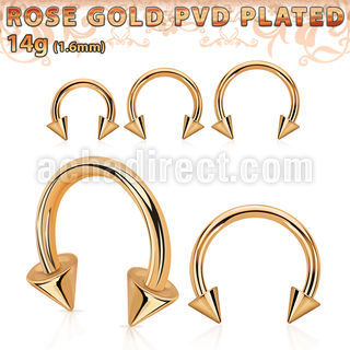 cbttcnm barbel circular acero 316l pvd oro rosa conos 4mm distribuidor mayorista