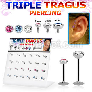 dacb121 display 24 labrets acero quirurgico rosca interna joya bisel 2mm 4mm piercings triple tragus 6mm 8mm venta