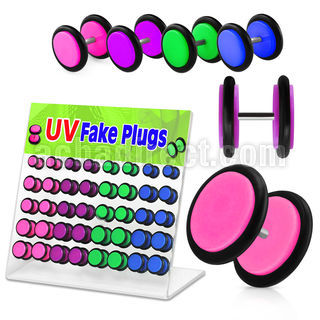 dacip5 display 40 plugs falsos acrilico uv anillos goma mayorista
