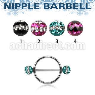dfrnpe5 pezonera redonda acero quirurgico barbell acero 316l bolas multi cristal 5mm triple linea al por mayor