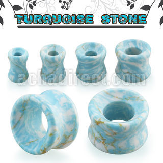 dgshh precious turquoise stone double flare flesh tunnel